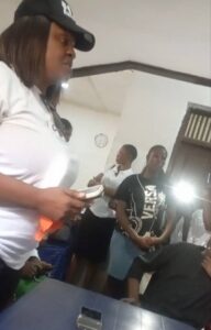 The Chairperson of FIDA Abia State Barr.Njideka making the presentation to the representative of Hon. Ikweche.